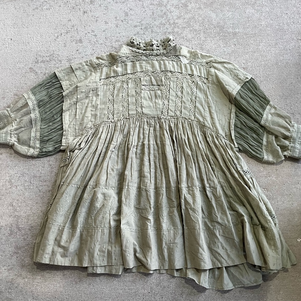 Free people heartbreaker mini dress green lace sage flowy dress - Picture 5 of 6
